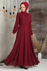 Claret Red Hijab Dress 2703BR 