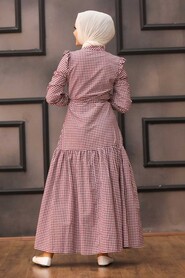 Claret Red Hijab Dress 2731BR - 2