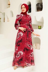 Claret Red Hijab Dress 279070BR - 1