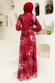 Claret Red Hijab Dress 279070BR - 2