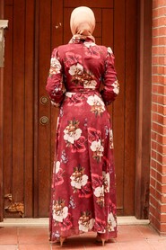 Claret Red Hijab Dress 2790BR - 2