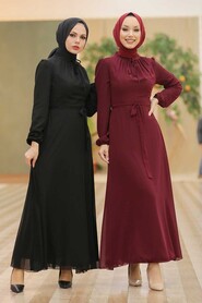 Claret Red Hijab Dress 27922BR - 2