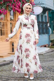 Claret Red Hijab Dress 28901BR - 1