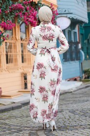 Claret Red Hijab Dress 28901BR - 3