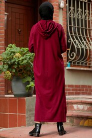 Claret Red Hijab Dress 3121BR - 2