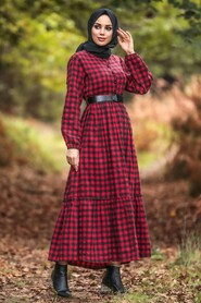 Claret Red Hijab Dress 43280BR - 1