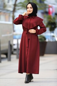 Claret Red Hijab Dress 4331BR - 1