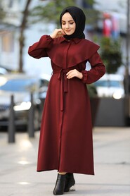 Claret Red Hijab Dress 4331BR - 2