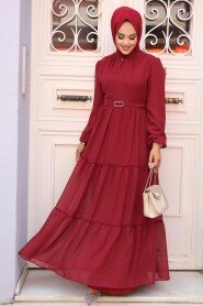 Claret Red Hijab Dress 57250BR - 1