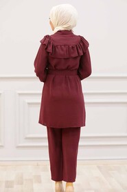 Claret Red Hijab Dual Suit Dress 14701BR - 2