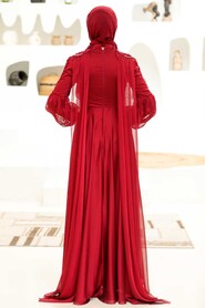  Elegant Claret Red Muslim Fashion Evening Dress 2212BR - 4