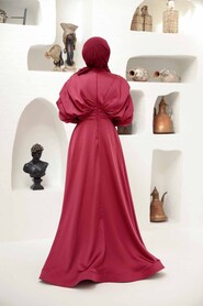  Luxorious Claret Red Modest Islamic Clothing Prom Dress 22451BR - 4