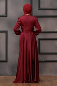  Stylish Claret Red Modest Wedding Dress 2511BR - 2