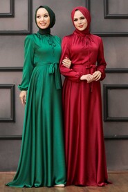  Long Claret Red Muslim Prom Dress 25130BR - 2