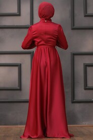  Long Claret Red Muslim Prom Dress 25130BR - 3