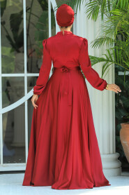  Long Claret Red Muslim Prom Dress 25130BR - 3