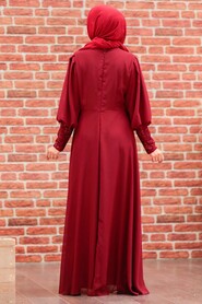  Long Claret Red Muslim Bridesmaid Dress 25810BR - 3