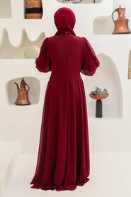  Claret Red Turkish Modest Dress 25817BR - 2