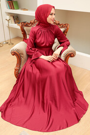  Long Claret Red Modest Prom Dress 3449BR - 3