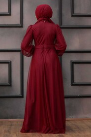  Modern Claret Red Hijab Evening Dress 34880BR - 2
