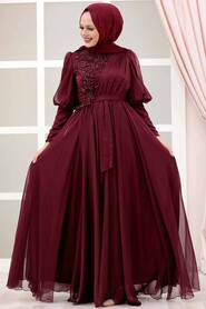  Modern Claret Red Modest Bridesmaid Dress 41551BR - 2