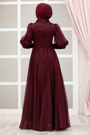  Modern Claret Red Modest Bridesmaid Dress 41551BR - 3