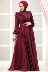  Luxorious Claret Red Muslim Fashion Evening Dress 43170BR - 2