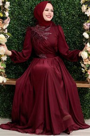  Luxorious Claret Red Muslim Fashion Evening Dress 43170BR - 1