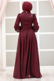  Luxorious Claret Red Muslim Fashion Evening Dress 43170BR - 3