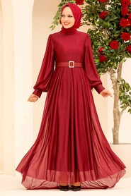  Luxury Claret Red Muslim Prom Dress 4674BR - 1