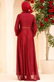  Luxury Claret Red Muslim Prom Dress 4674BR - 3