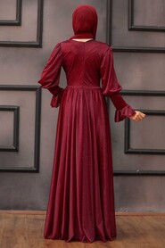  Claret Red Turkish Hijab Bridesmaid Dress 5367BR - 2