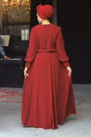  Plus Size Claret Red Islamic Evening Dress 54030BR - 3