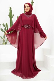 Modern Claret Red Modest Bridesmaid Dress 91501BR - 1