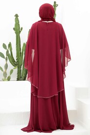 Modern Claret Red Modest Bridesmaid Dress 91501BR - 2