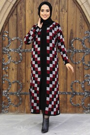 Claret Red Hijab Knitwear Double Suit 11002BR - 2
