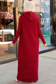 Claret Red Hijab Knitwear Dress 15030BR - 2