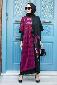 Claret Red Hijab Knitwear Suit Dress 30670BR - 2