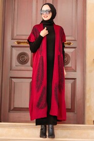 Claret Red Hijab Knitwear Suit Dress 3183BR - 1