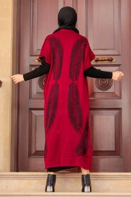 Claret Red Hijab Knitwear Suit Dress 3183BR - 2