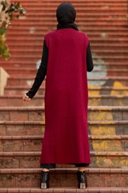 Claret Red Hijab Knitwear Vest 3324BR - 2