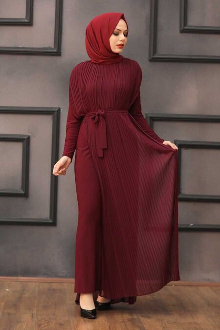 Claret Red Hijab Overalls 30120BR - NEVA STYLE