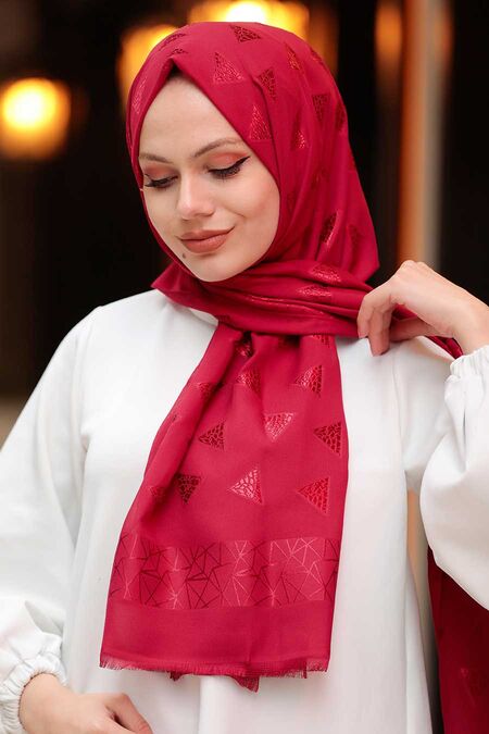 Claret Red Hijab Shawl 45910BR - NEVA STYLE