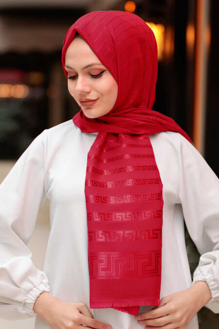 Claret Red Hijab Shawl 45912BR - NEVA STYLE
