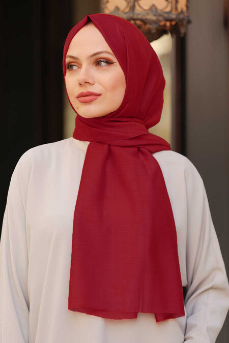 Claret Red Hijab Shawl 48410BR - NEVA STYLE