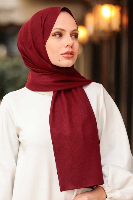 Claret Red Hijab Shawl 50522BR - NEVA STYLE