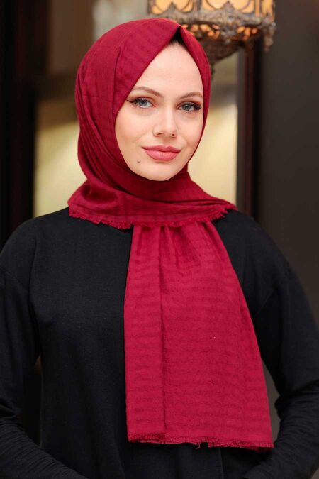 Claret Red Hijab Shawl 50680BR - NEVA STYLE