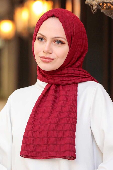 Claret Red Hijab Shawl 51051BR - NEVA STYLE