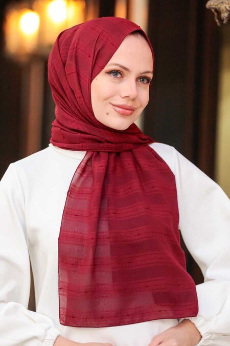Claret Red Hijab Shawl 5305BR - NEVA STYLE