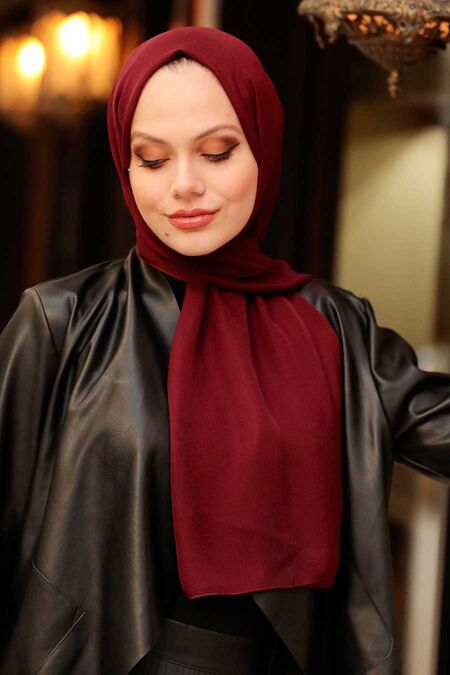 Claret Red Hijab Shawl 53060BR - NEVA STYLE